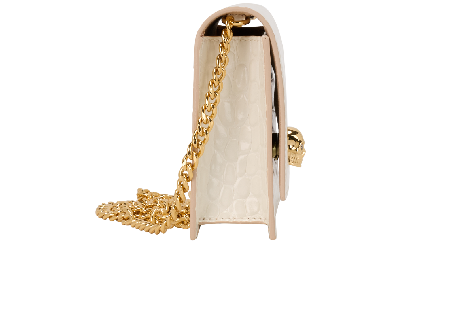 Small Croc Embossed Crossbody, &pound;395, Handbags, White, Leather, Side view